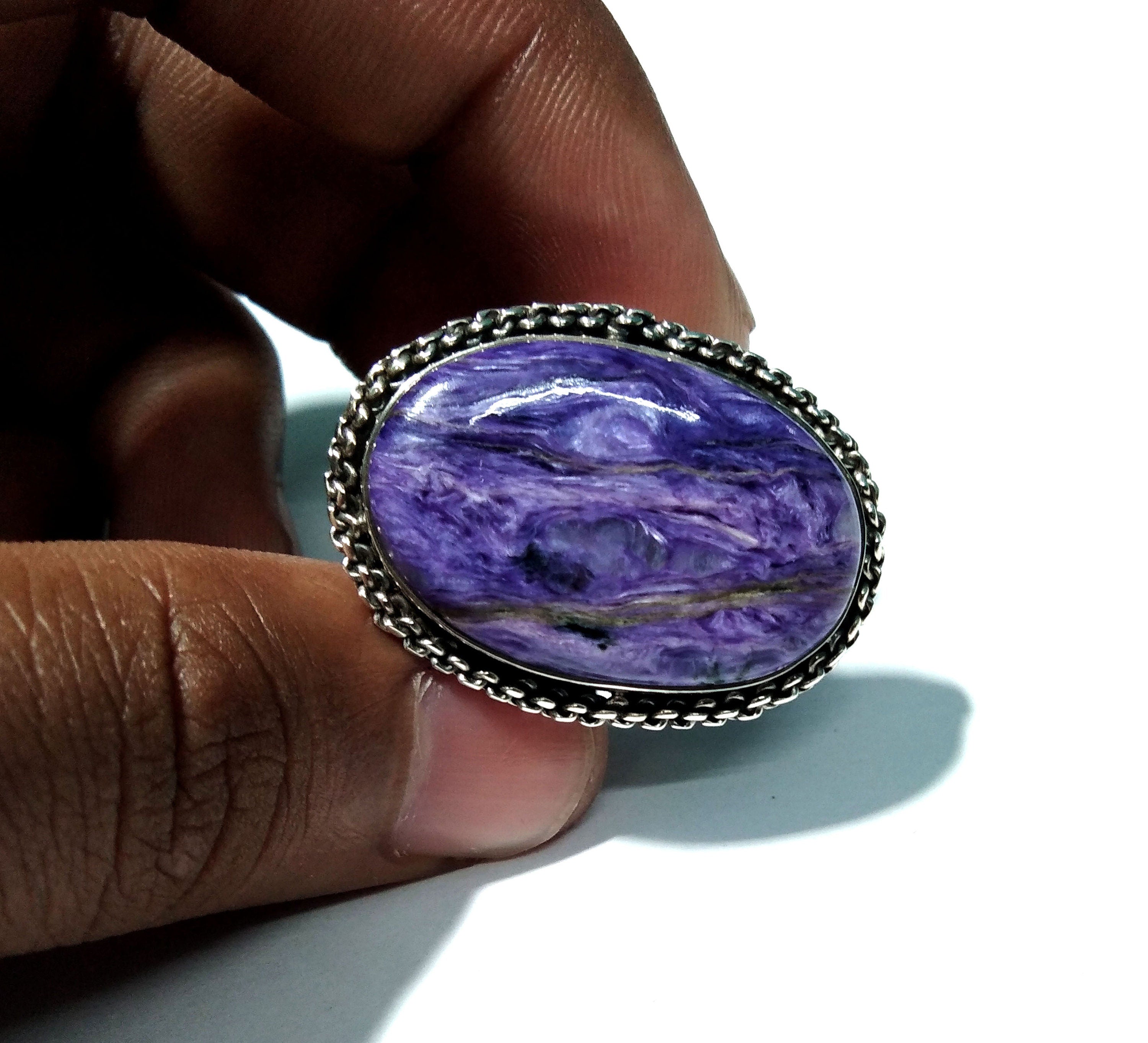 Natural Charoite Gemstone Ring, 925 Starling Silver Ring, Amazing Design Purple Color Charoite Stone Ring, Handmade Ring, For Girls & Women.